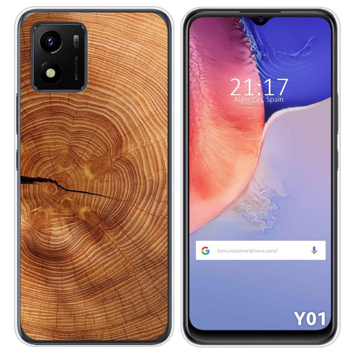 Funda Silicona para Vivo Y01 diseño Madera 04 Dibujos