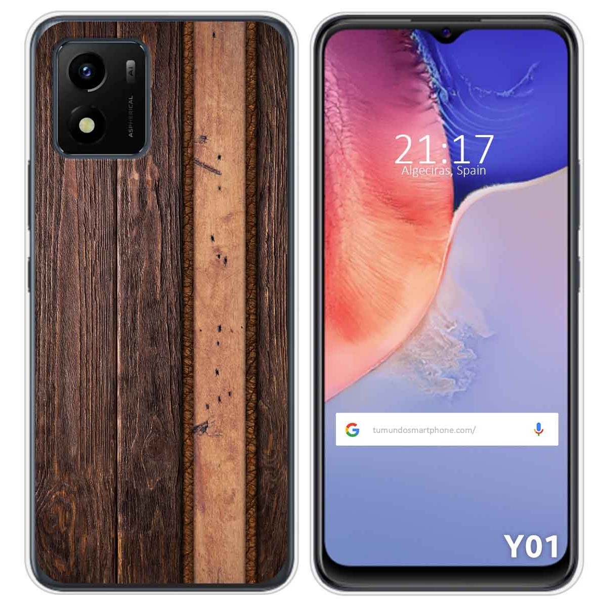 Funda Silicona para Vivo Y01 diseño Madera 05 Dibujos