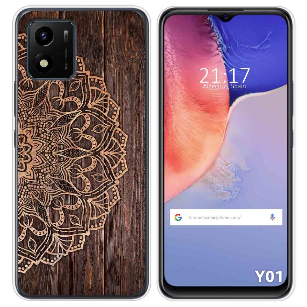Funda Silicona para Vivo Y01 diseño Madera 06 Dibujos