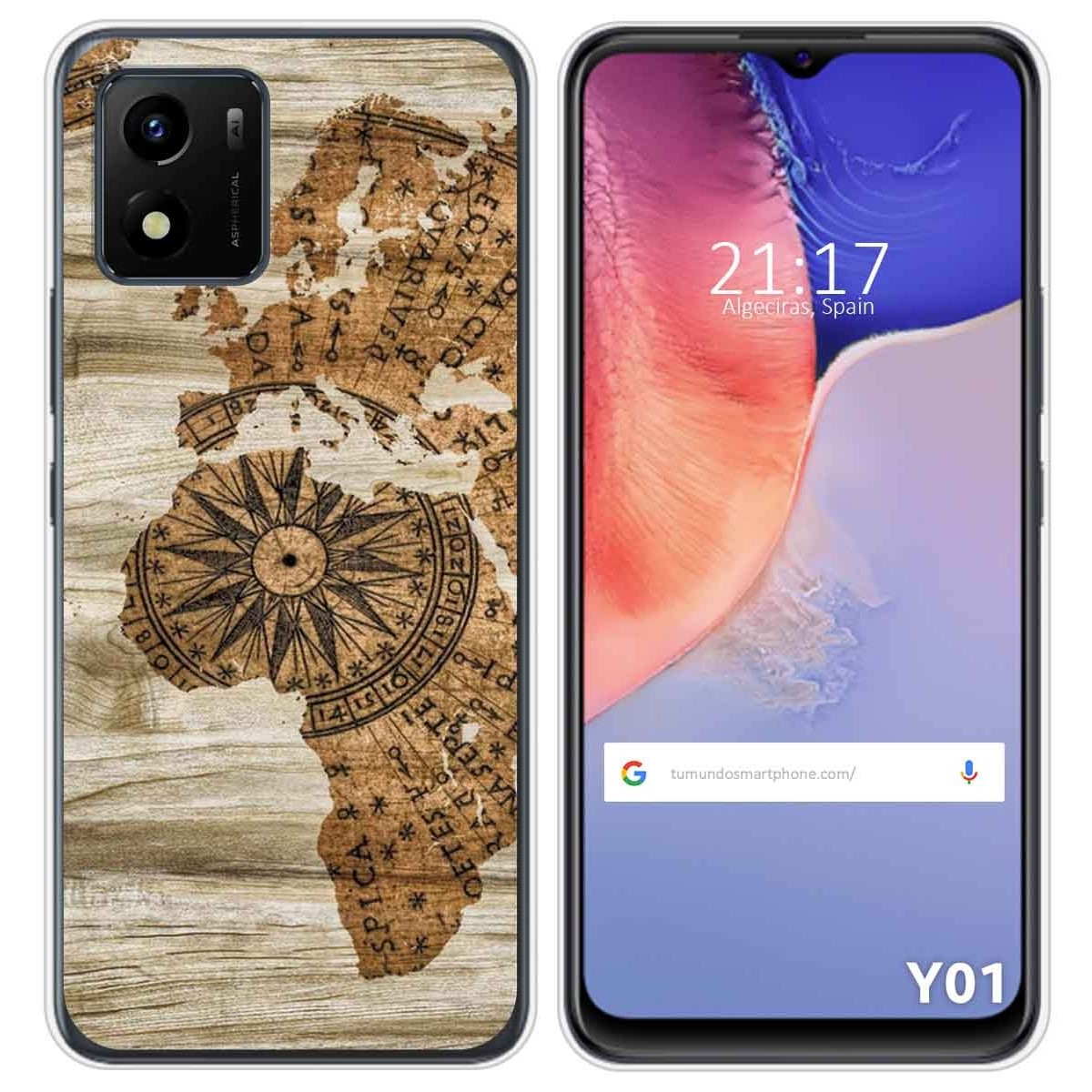 Funda Silicona para Vivo Y01 diseño Madera 07 Dibujos