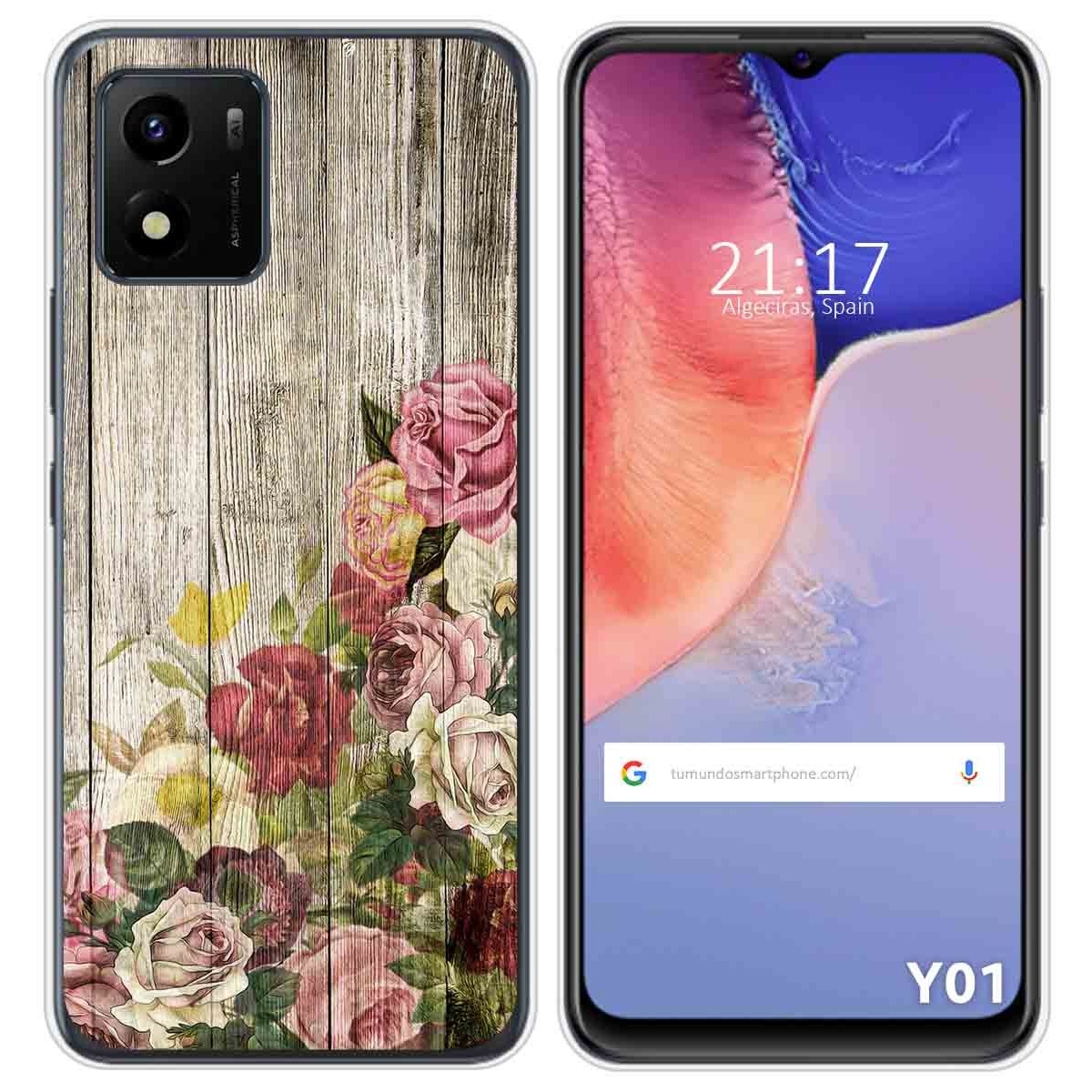Funda Silicona para Vivo Y01 diseño Madera 08 Dibujos