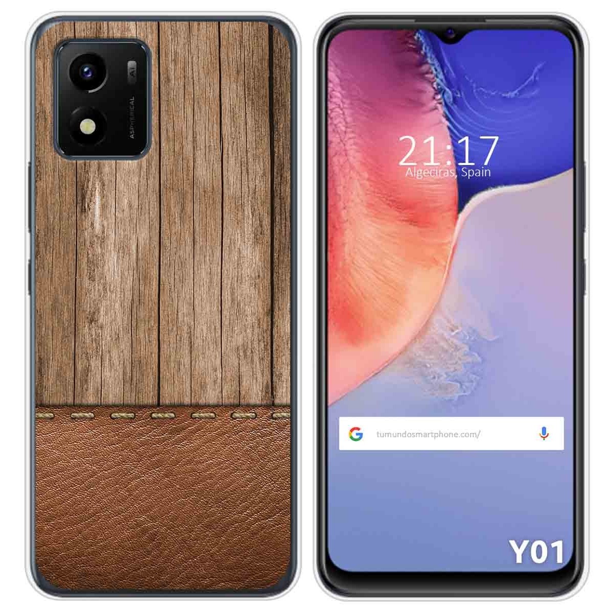 Funda Silicona para Vivo Y01 diseño Madera 09 Dibujos