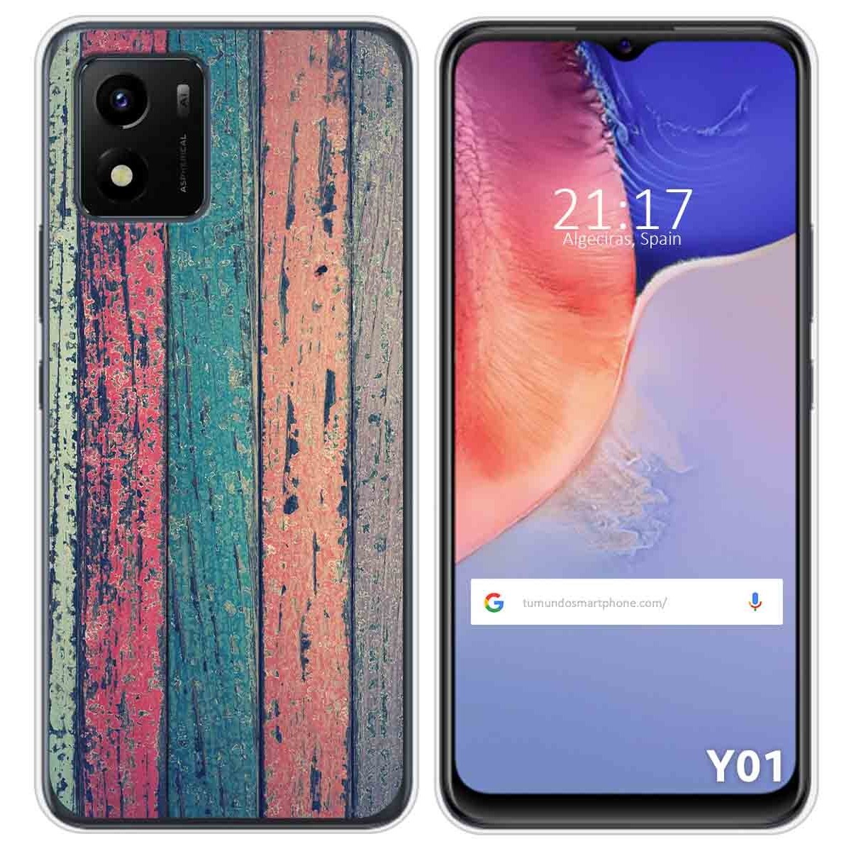 Funda Silicona para Vivo Y01 diseño Madera 10 Dibujos