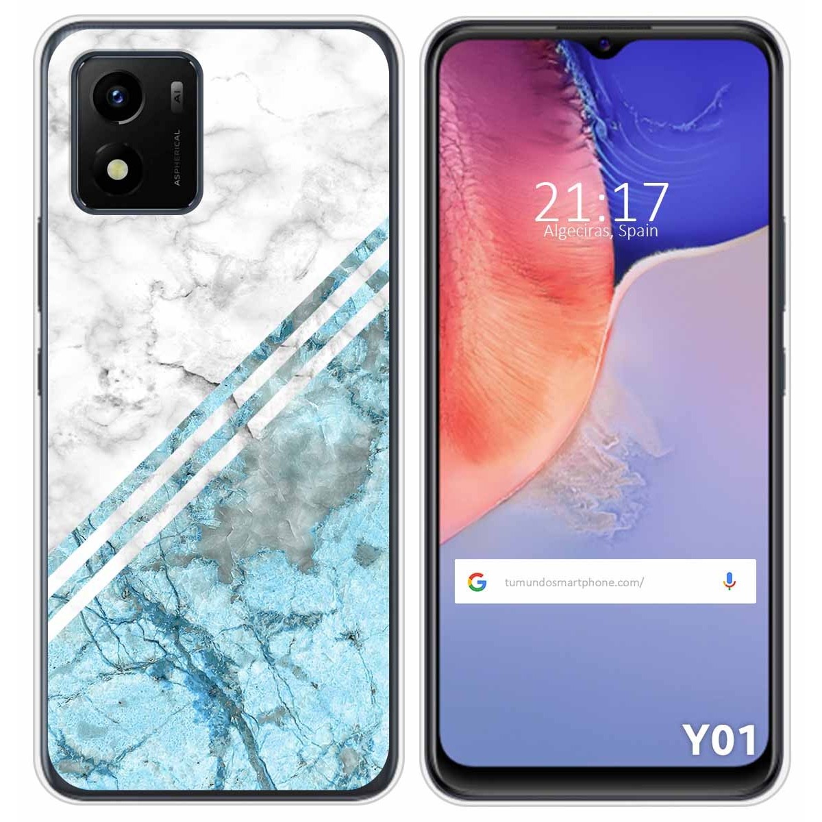 Funda Silicona para Vivo Y01 diseño Mármol 02 Dibujos
