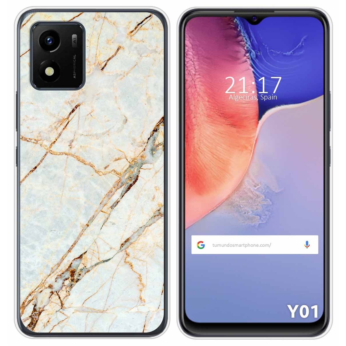 Funda Silicona para Vivo Y01 diseño Mármol 13 Dibujos