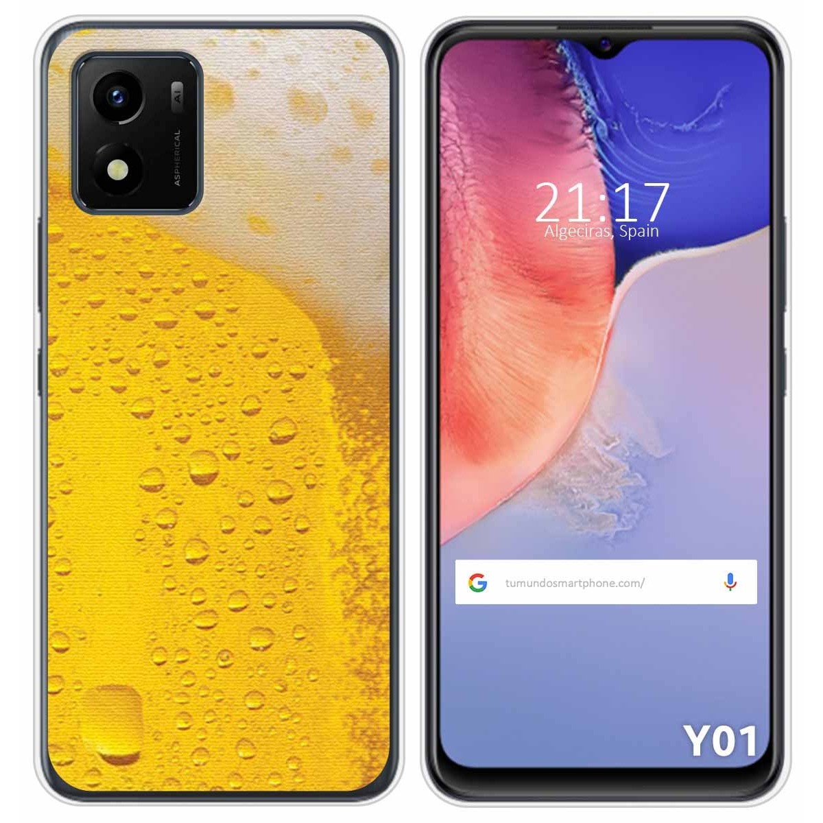 Funda Silicona para Vivo Y01 diseño Cerveza Dibujos