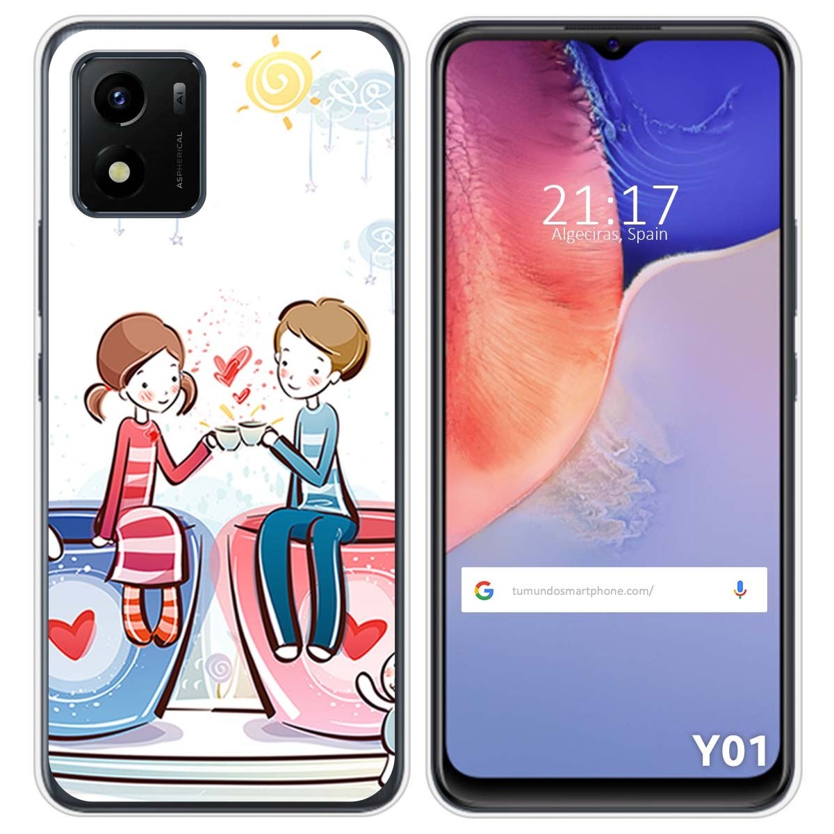 Funda Silicona para Vivo Y01 diseño Café Dibujos