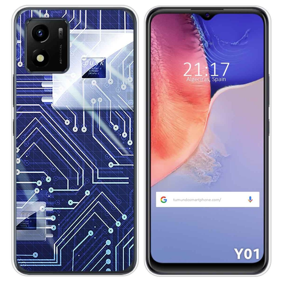 Funda Silicona para Vivo Y01 diseño Circuito Dibujos