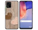 Funda Silicona para Vivo Y01 diseño Corazones Madera Dibujos