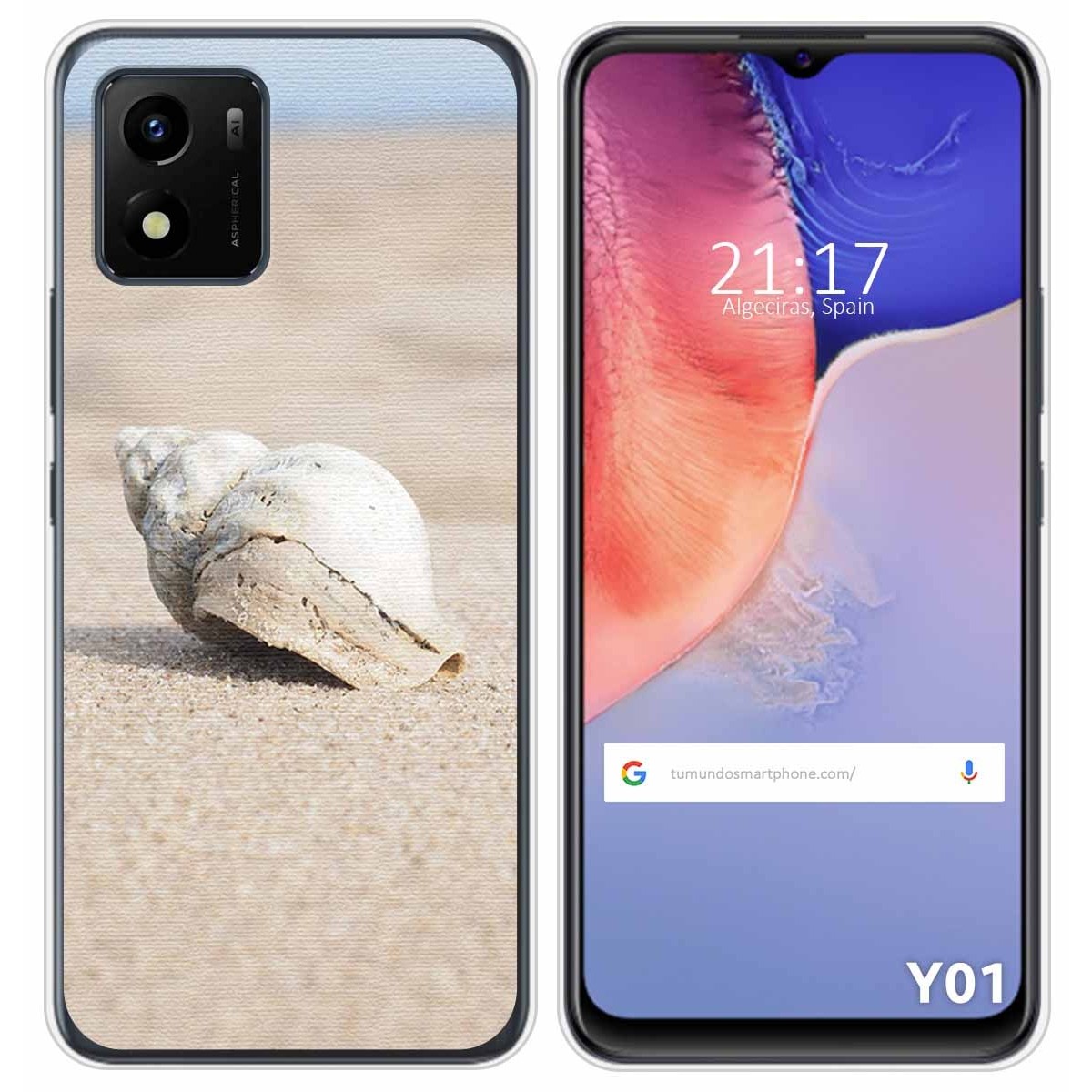 Funda Silicona para Vivo Y01 diseño Concha Dibujos