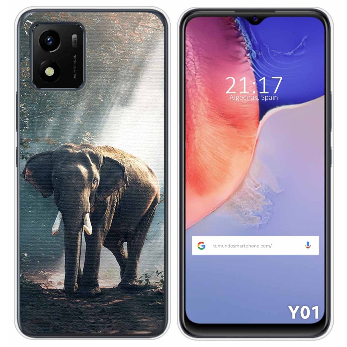 Funda Silicona para Vivo Y01 diseño Elefante Dibujos
