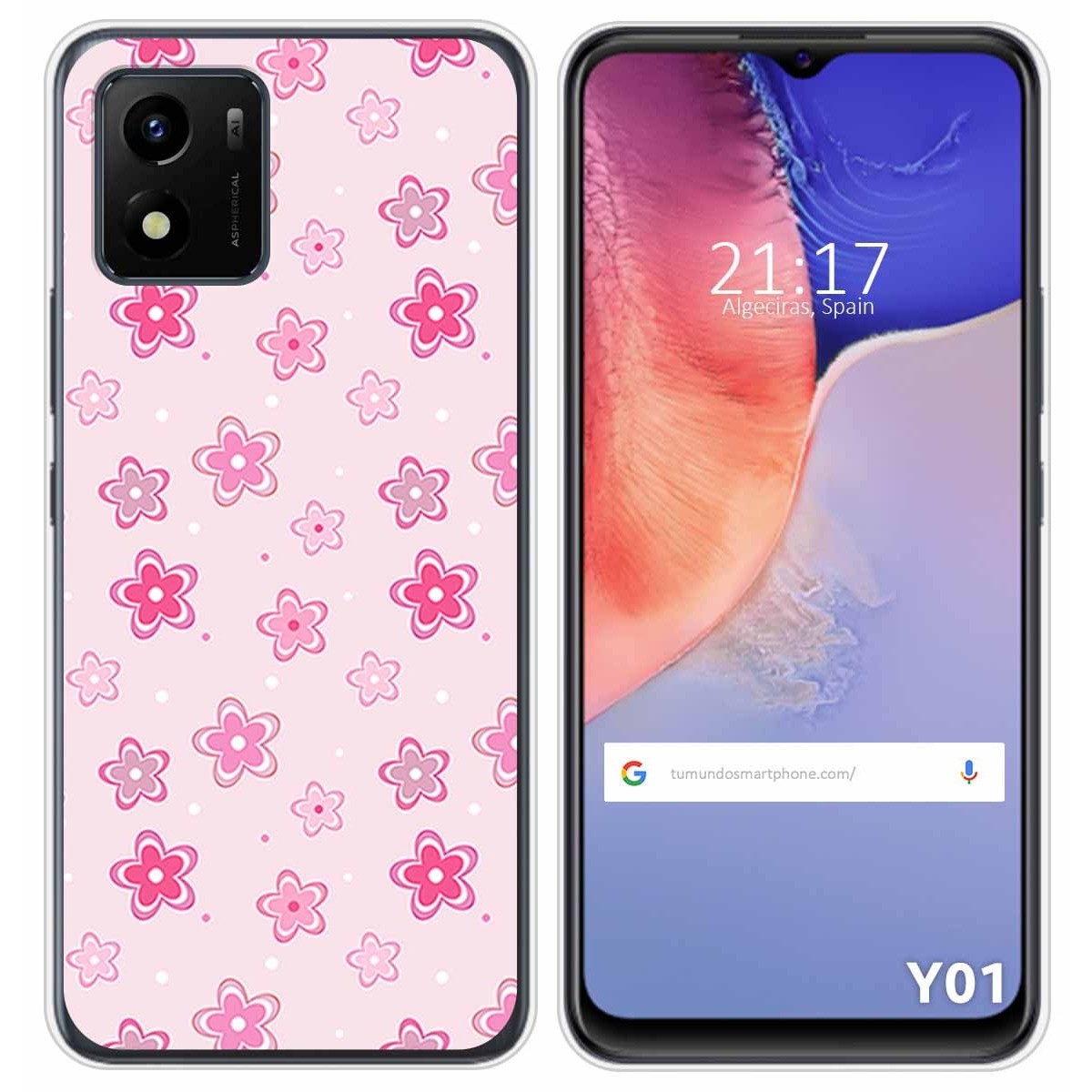 Funda Silicona para Vivo Y01 diseño Flores Dibujos