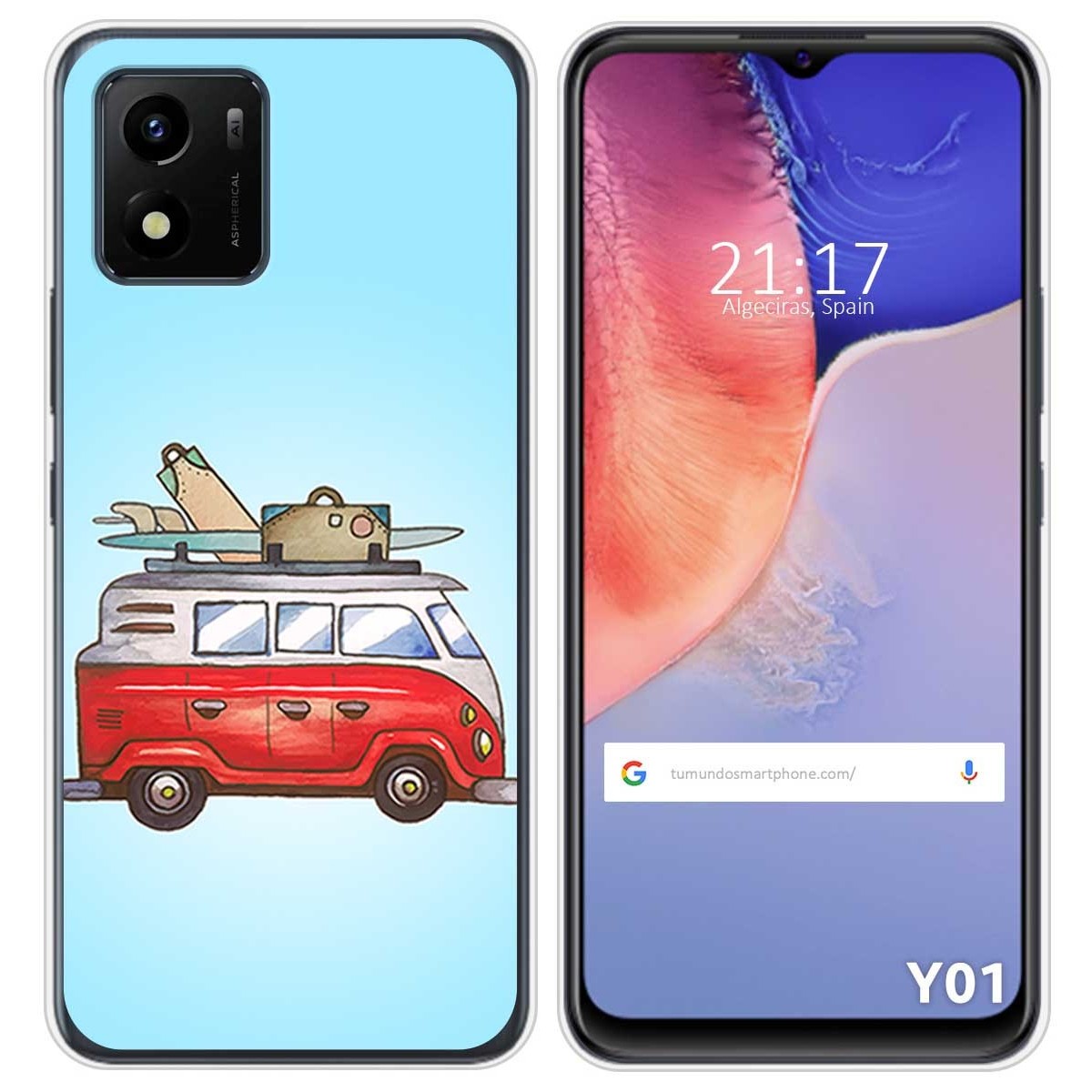 Funda Silicona para Vivo Y01 diseño Furgoneta Dibujos