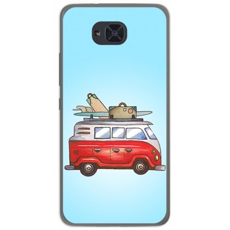 Funda Gel Tpu para Bq Aquaris U2 / U2 Lite Diseño Furgoneta Dibujos