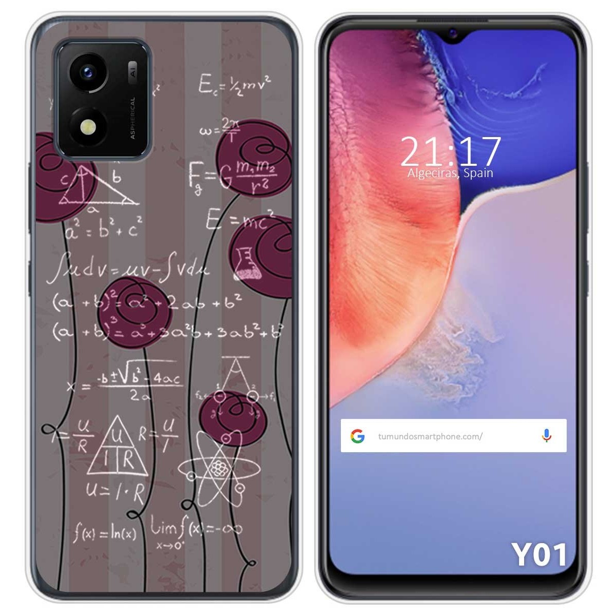 Funda Silicona para Vivo Y01 diseño Flores Vintage Dibujos