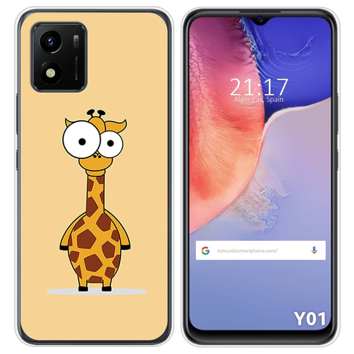 Funda Silicona para Vivo Y01 diseño Jirafa Dibujos