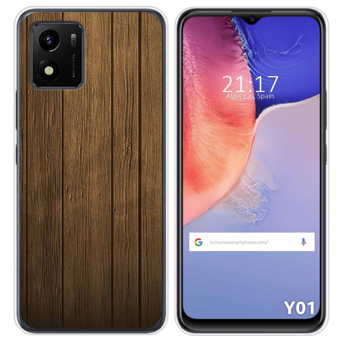Funda Silicona para Vivo Y01 diseño Madera Dibujos