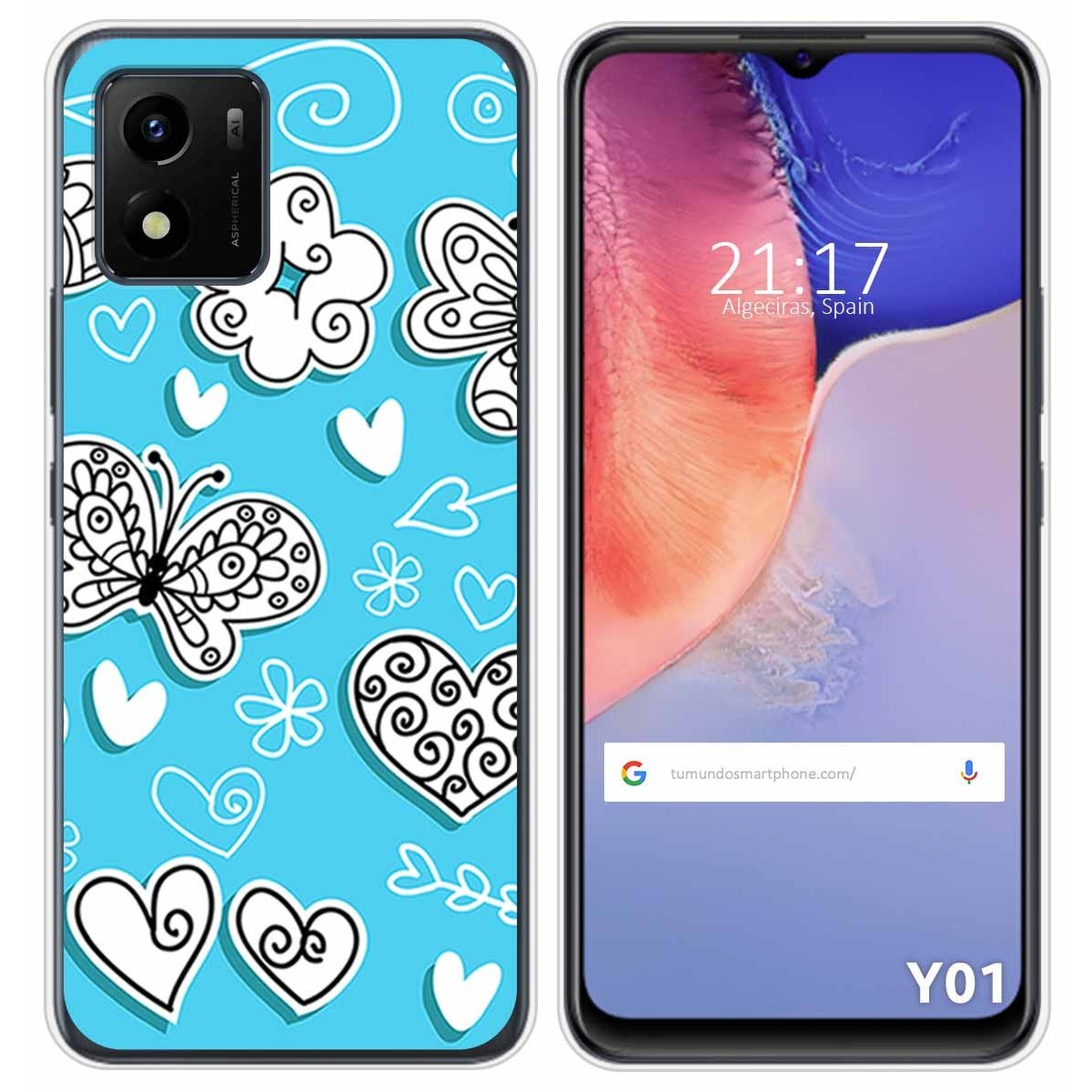 Funda Silicona para Vivo Y01 diseño Mariposas Dibujos