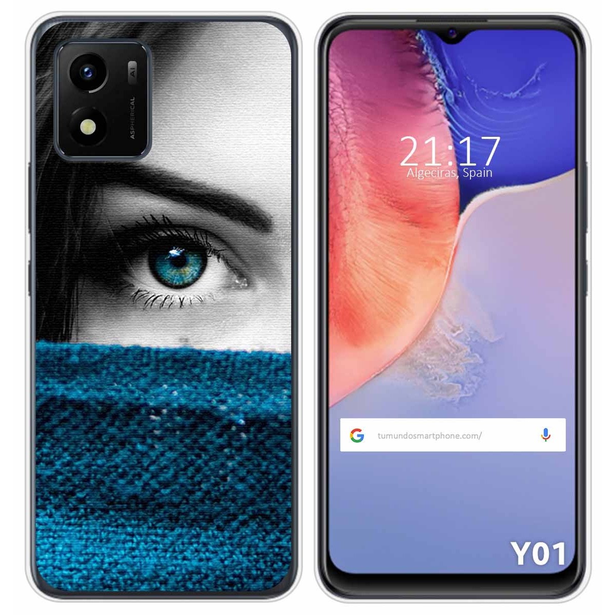 Funda Silicona para Vivo Y01 diseño Ojo Dibujos