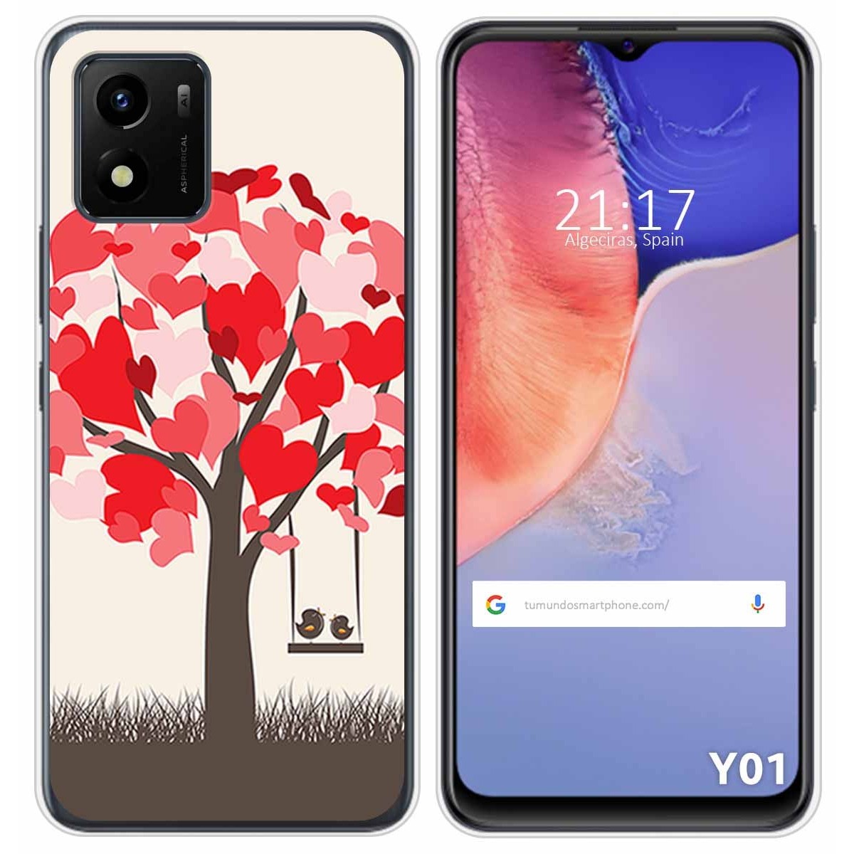 Funda Silicona para Vivo Y01 diseño Pajaritos Dibujos