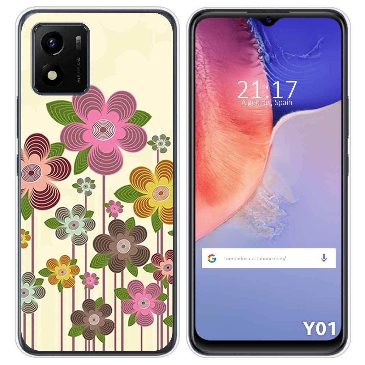 Funda Silicona para Vivo Y01 diseño Primavera En Flor Dibujos