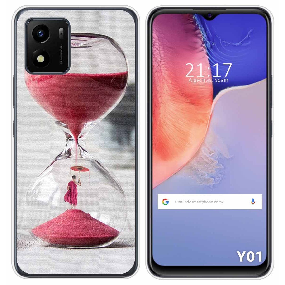Funda Silicona para Vivo Y01 diseño Reloj Dibujos