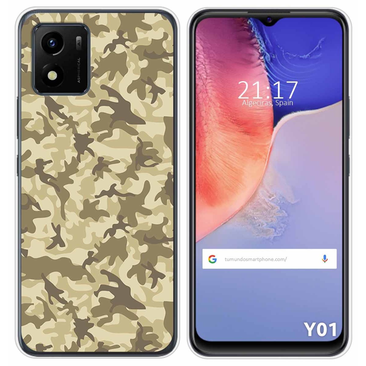 Funda Silicona para Vivo Y01 diseño Sand Camuflaje Dibujos