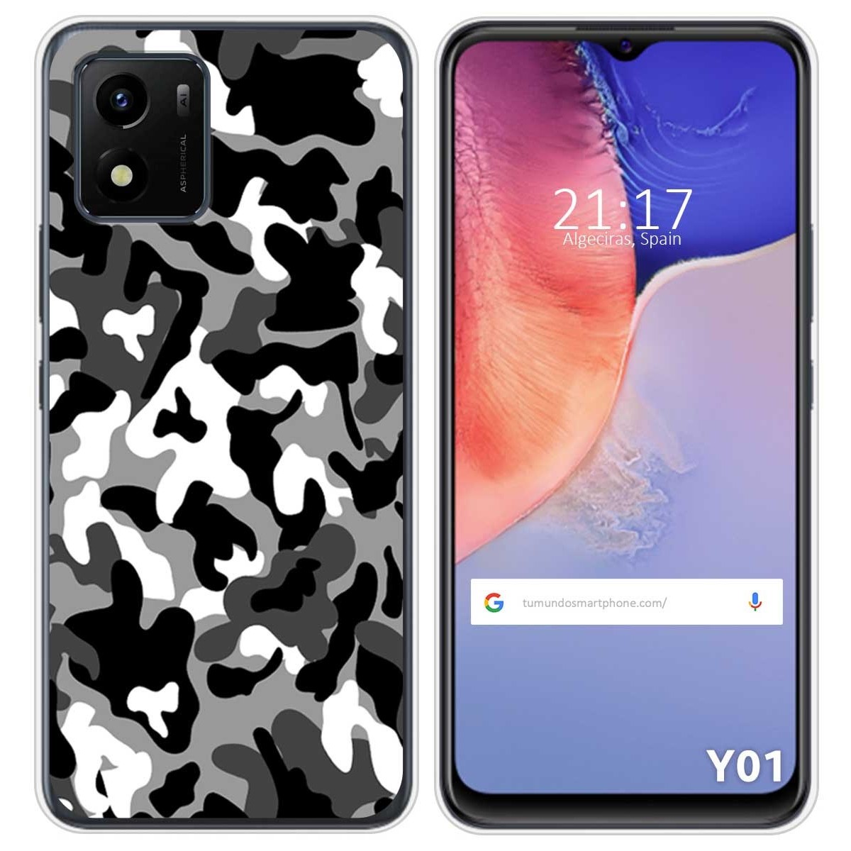 Funda Silicona para Vivo Y01 diseño Snow Camuflaje Dibujos