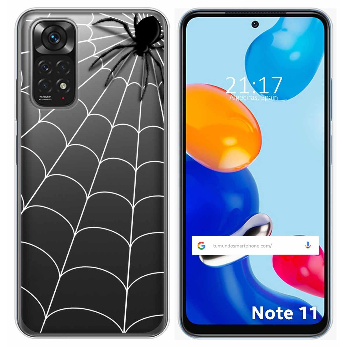 Funda Silicona Transparente para Xiaomi Redmi Note 11 / 11s diseño Araña Dibujos