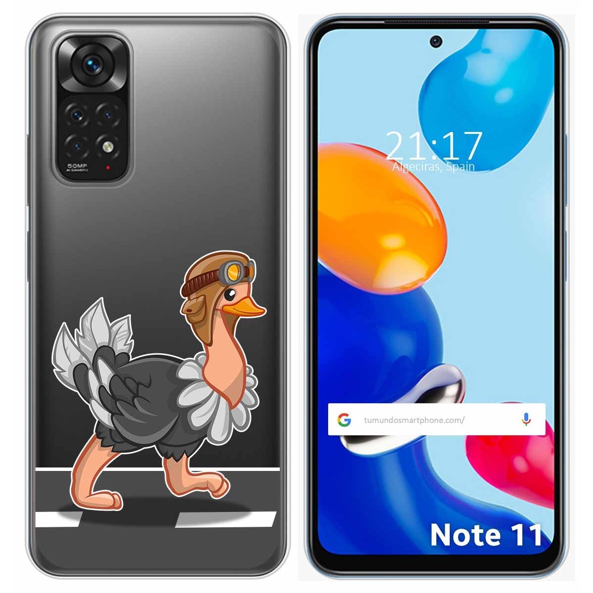Funda Silicona Transparente para Xiaomi Redmi Note 11 / 11s diseño Avestruz Dibujos
