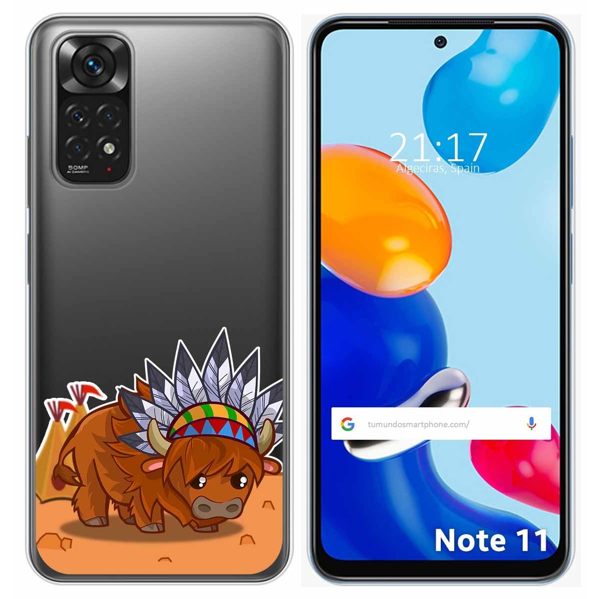 Funda Silicona Transparente para Xiaomi Redmi Note 11 / 11s diseño Bufalo Dibujos