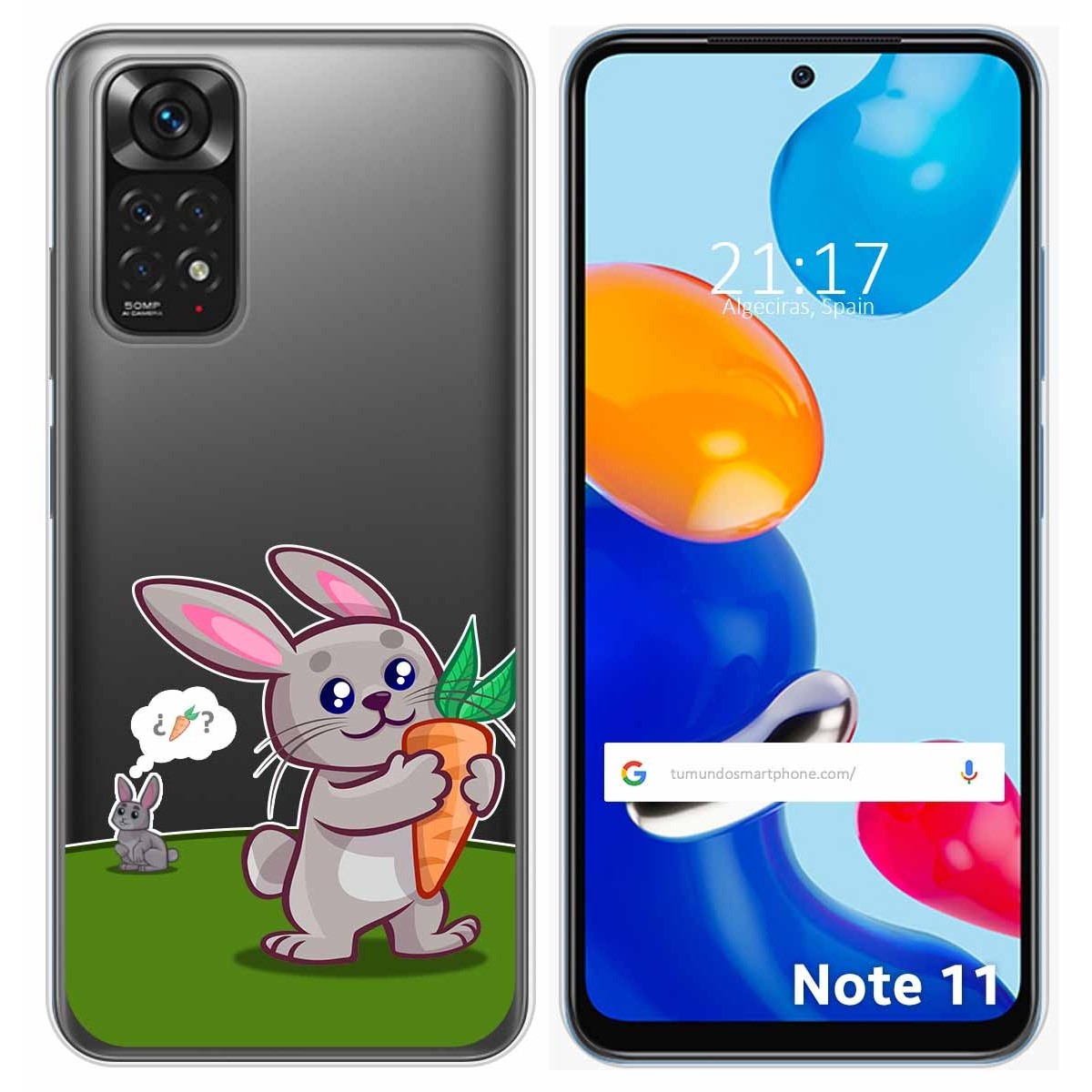 Funda Silicona Transparente para Xiaomi Redmi Note 11 / 11s diseño Conejo Dibujos