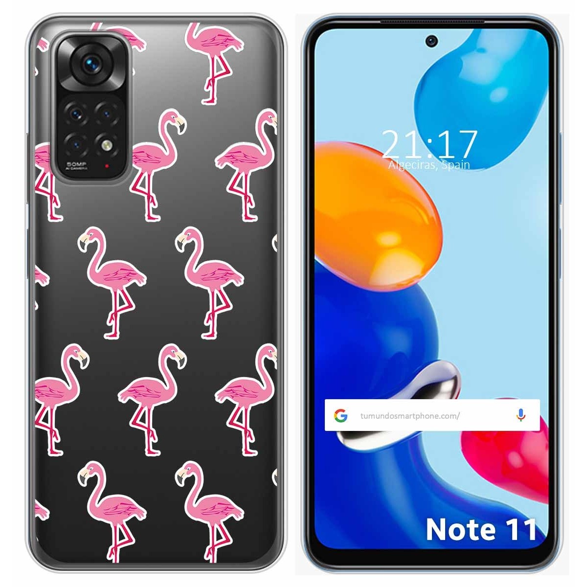 Funda Silicona Transparente para Xiaomi Redmi Note 11 / 11s diseño Flamenco Dibujos