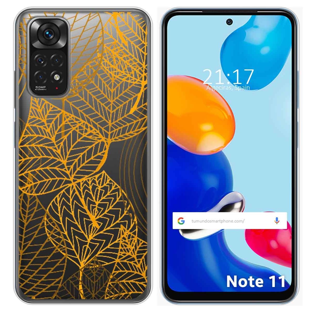 Funda Silicona Transparente para Xiaomi Redmi Note 11 / 11s diseño Hojas Dibujos