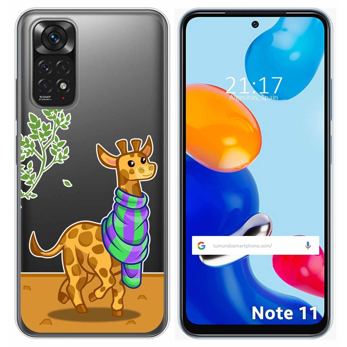 Funda Silicona Transparente para Xiaomi Redmi Note 11 / 11s diseño Jirafa Dibujos