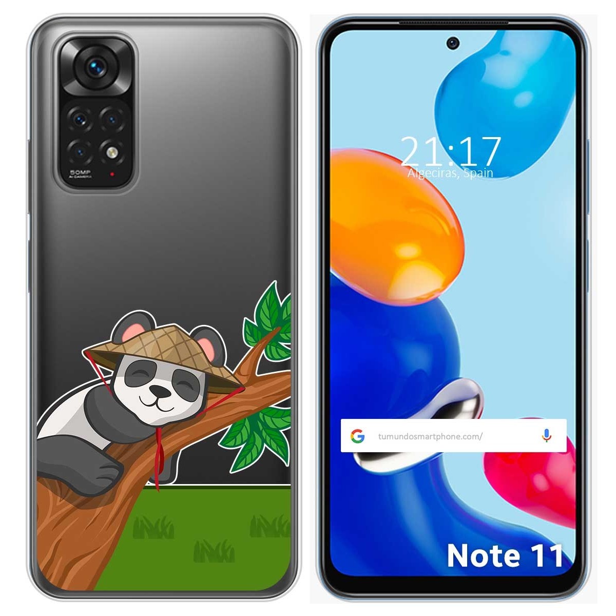 Funda Silicona Transparente para Xiaomi Redmi Note 11 / 11s diseño Panda Dibujos