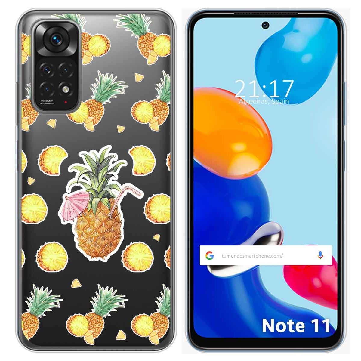 Funda Silicona Transparente para Xiaomi Redmi Note 11 / 11s diseño Piña Dibujos