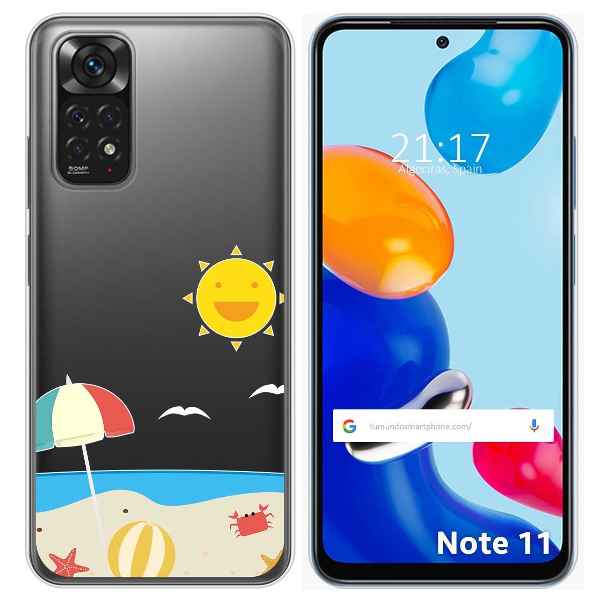 Funda Silicona Transparente para Xiaomi Redmi Note 11 / 11s diseño Playa Dibujos