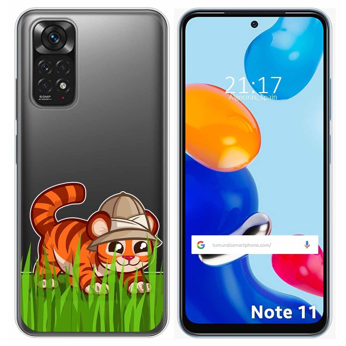 Funda Silicona Transparente para Xiaomi Redmi Note 11 / 11s diseño Tigre Dibujos