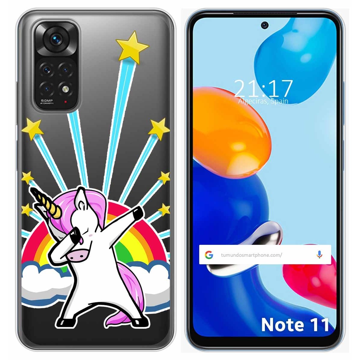 Funda Silicona Transparente para Xiaomi Redmi Note 11 / 11s diseño Unicornio Dibujos