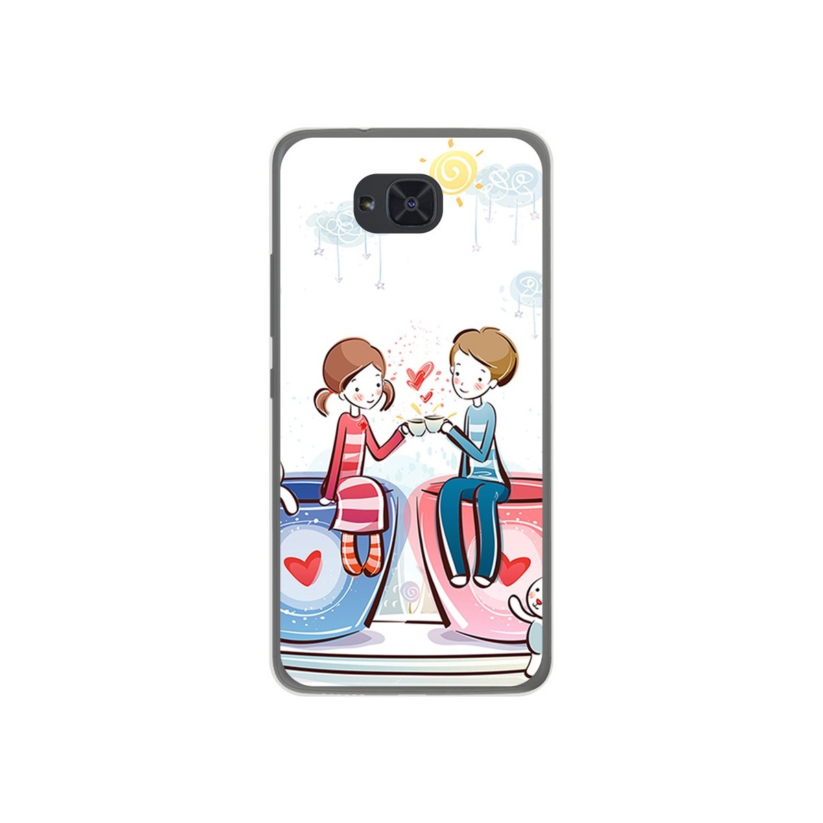 Funda Gel Tpu para Bq Aquaris U2 / U2 Lite Diseño Cafe Dibujos