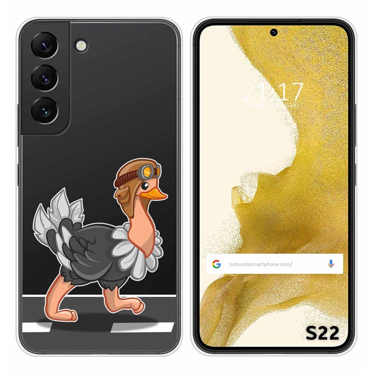 Funda Silicona Transparente para Samsung Galaxy S22 5G diseño Avestruz Dibujos