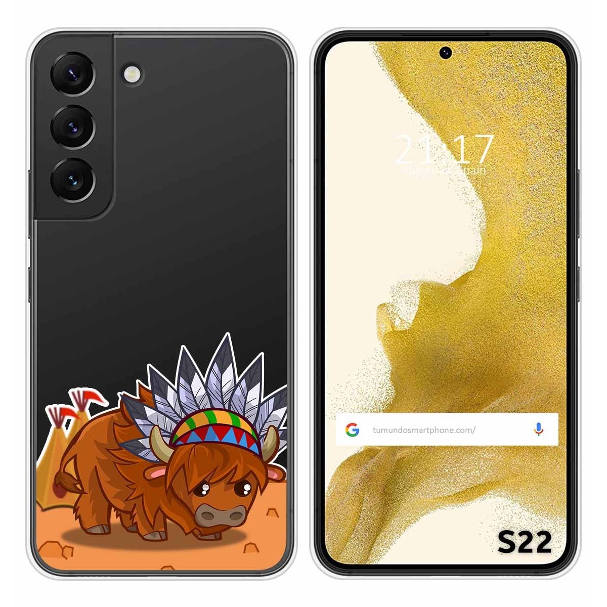 Funda Silicona Transparente para Samsung Galaxy S22 5G diseño Bufalo Dibujos