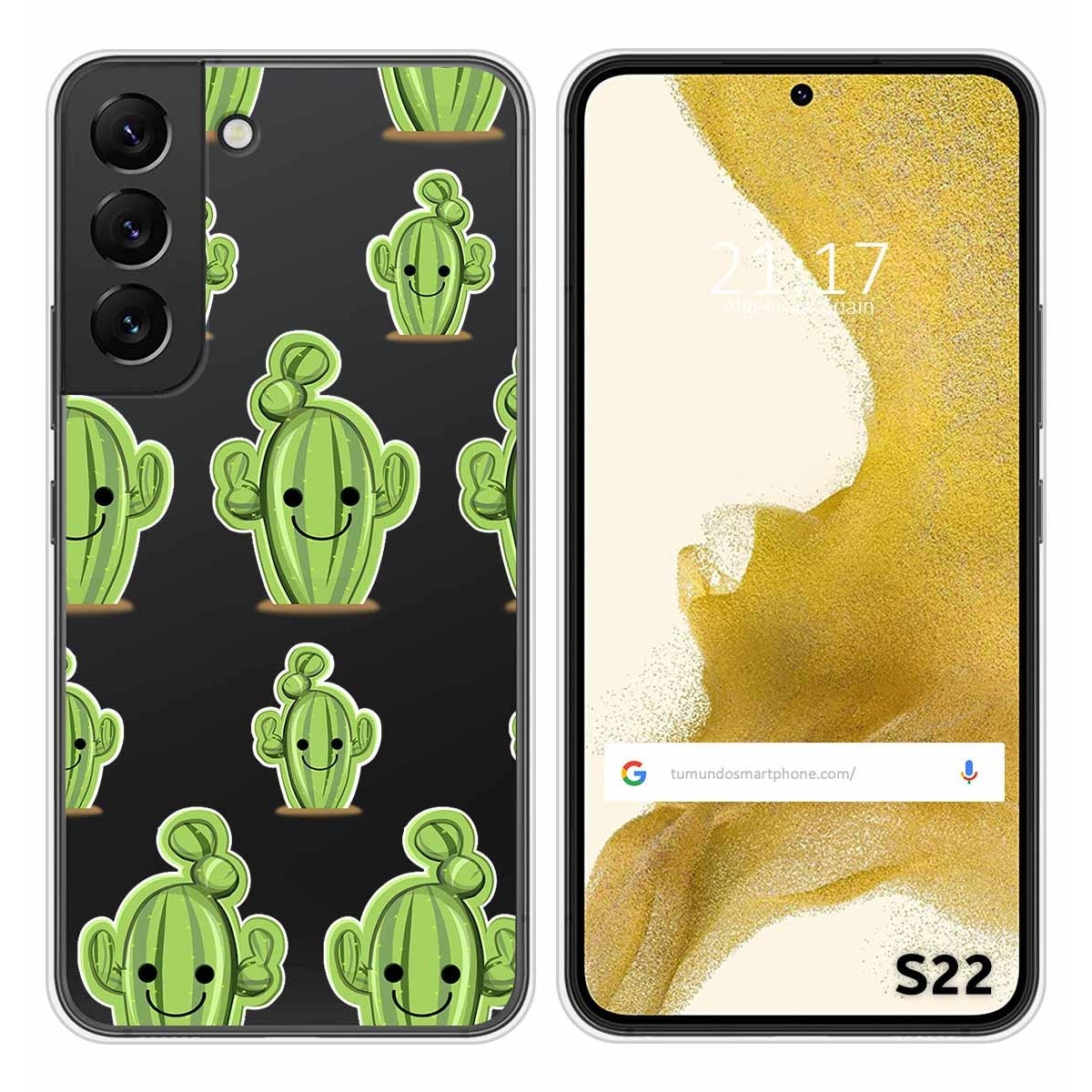 Funda Silicona Transparente para Samsung Galaxy S22 5G diseño Cactus Dibujos