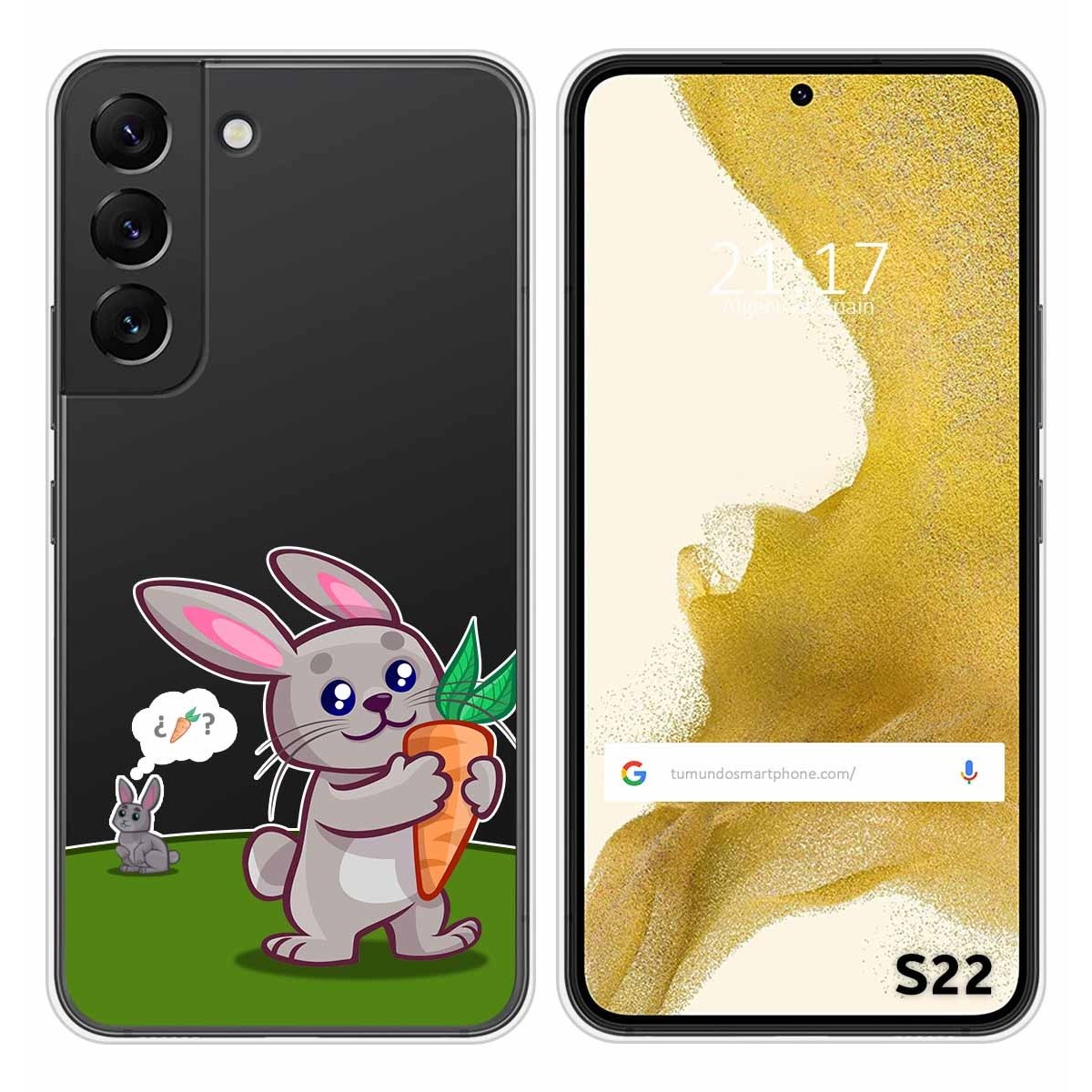 Funda Silicona Transparente para Samsung Galaxy S22 5G diseño Conejo Dibujos