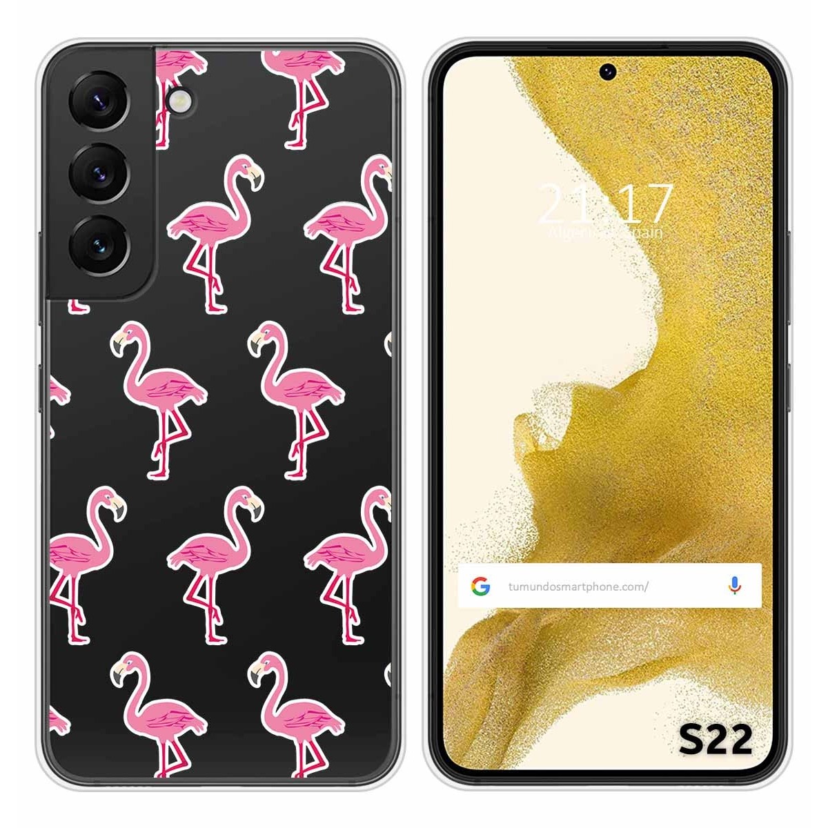 Funda Silicona Transparente para Samsung Galaxy S22 5G diseño Flamenco Dibujos