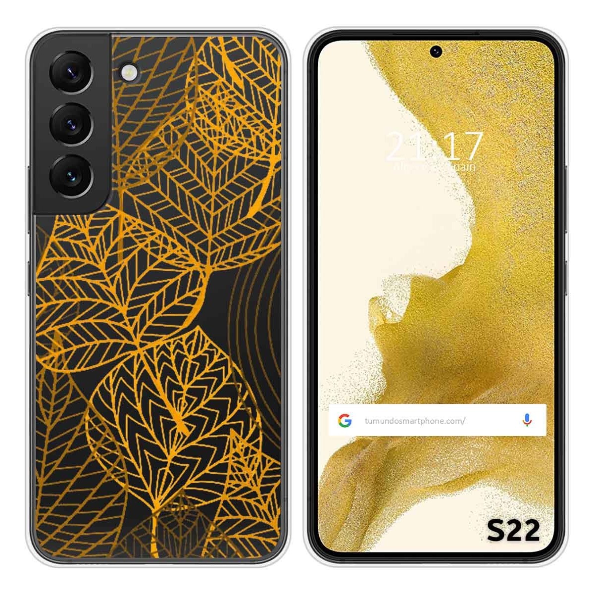 Funda Silicona Transparente para Samsung Galaxy S22 5G diseño Hojas Dibujos