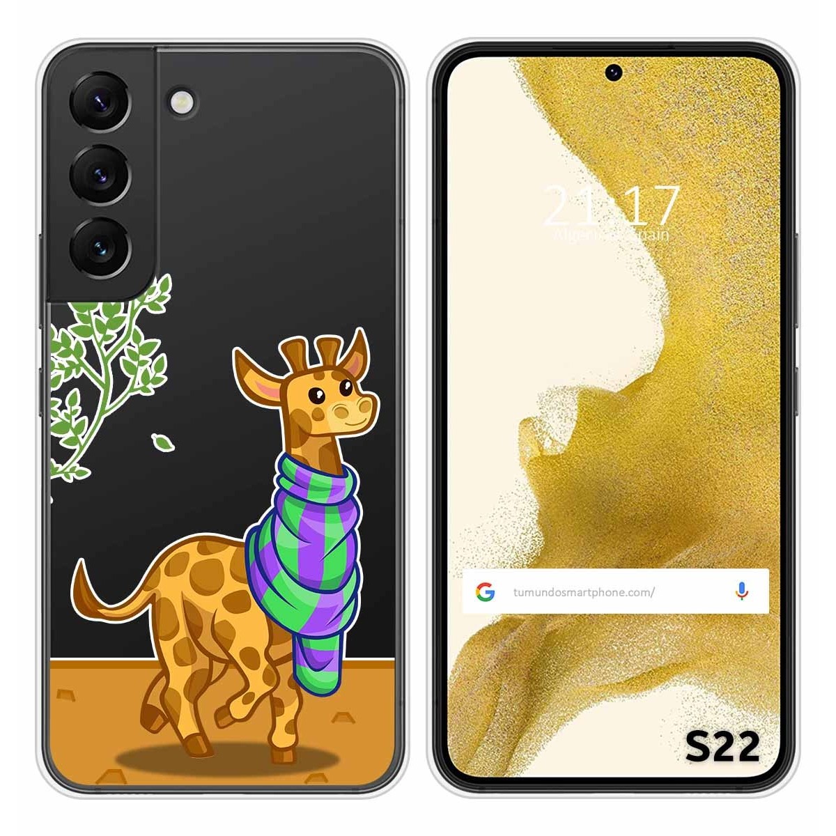 Funda Silicona Transparente para Samsung Galaxy S22 5G diseño Jirafa Dibujos