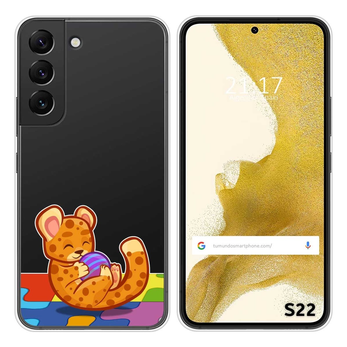 Funda Silicona Transparente para Samsung Galaxy S22 5G diseño Leopardo Dibujos
