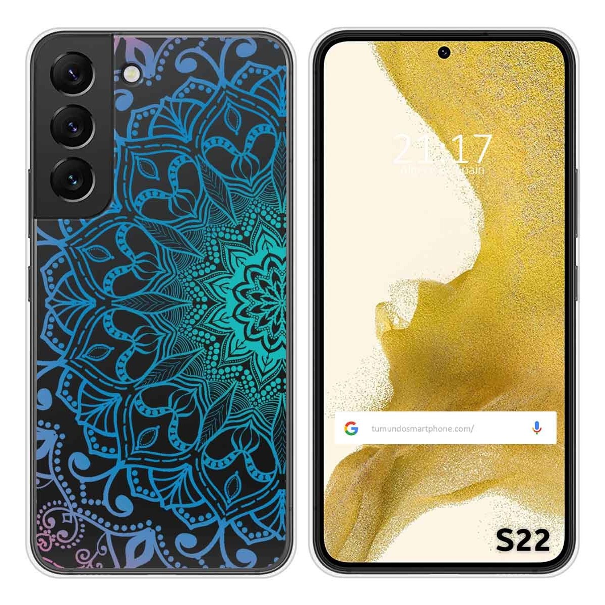 Funda Silicona Transparente para Samsung Galaxy S22 5G diseño Mandala Dibujos